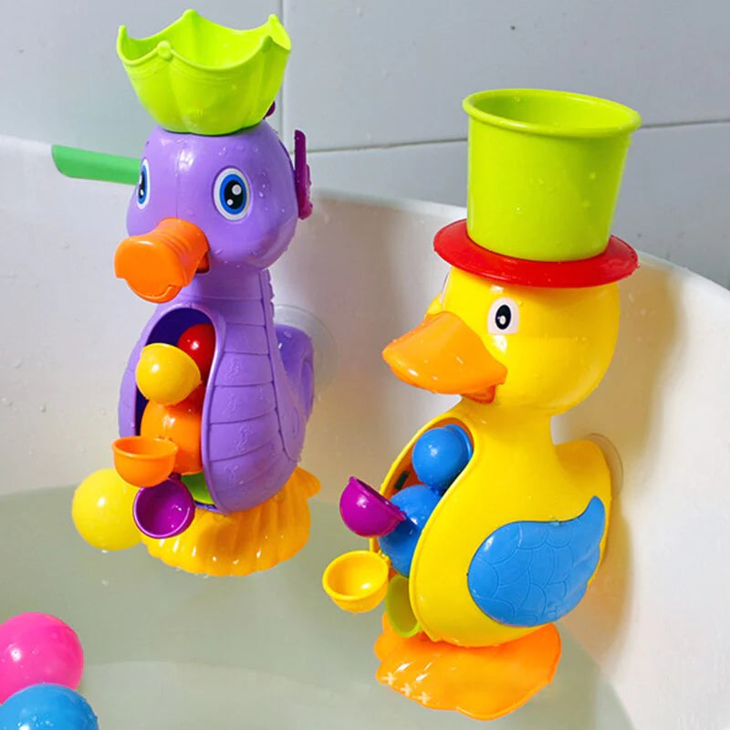 Cute Yellow Duck & Elephant Bath Toys - Fun Waterwheel Spray Tool for Kids!