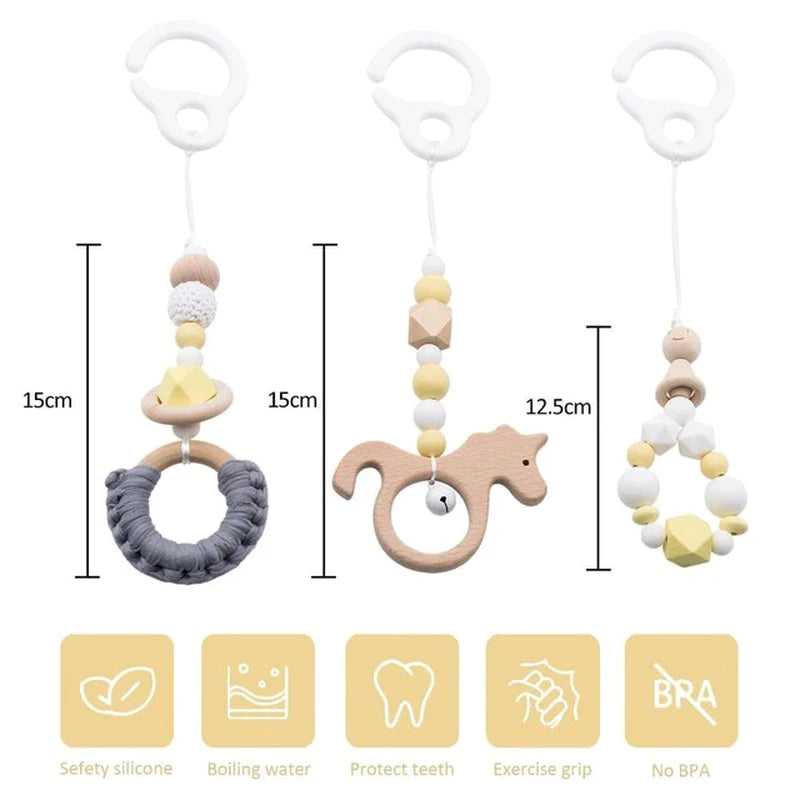 Deluxe Wooden Baby Play Gym Set with Rattle Toys - Perfect for Newborns and Nursery Decor