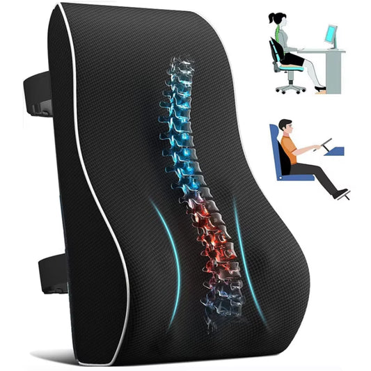 Lumbar Support Memory Foam Cushion for Car Seat & Office Chair – Ergonomic Lower Back Support for Drivers & Desk Workers | Pressure-Relief Waist Pad