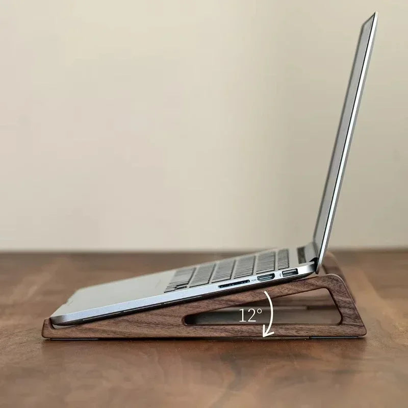 Ergonomic Bamboo Vertical Laptop Stand - Stylish Wooden Holder for MacBook, Dell, HP & More - Space-Saving Desktop Organizer for 10-17 Inch Laptops & Tablets