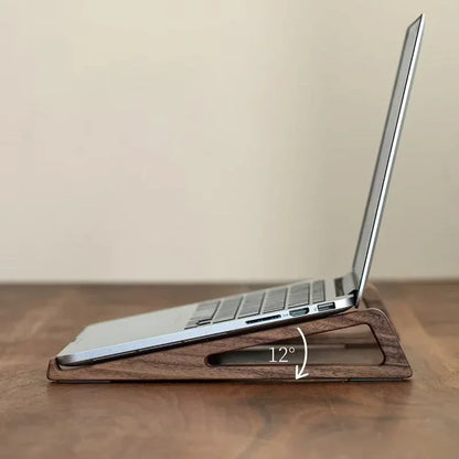 Ergonomic Bamboo Vertical Laptop Stand - Stylish Wooden Holder for MacBook, Dell, HP & More - Space-Saving Desktop Organizer for 10-17 Inch Laptops & Tablets