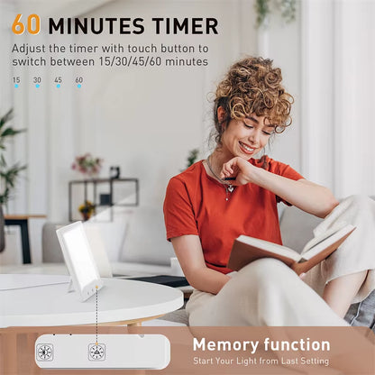 Full Spectrum SAD Lamp 10,000 Lux – Tunable Brightness & Color Temperature for Seasonal Mood Support – Desk & Home Therapy Light