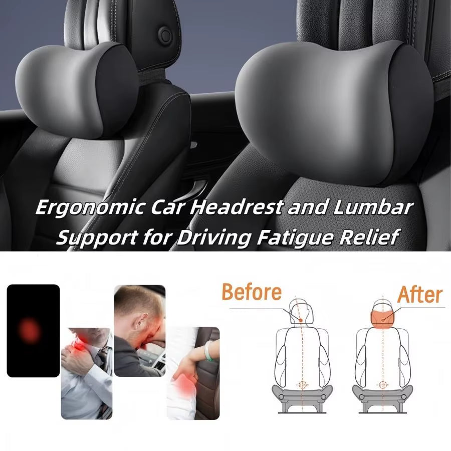 Ergonomic Lumbar Support Cushion - Memory Foam Back Pain Relief for Office Chair, Car & Desk Workers