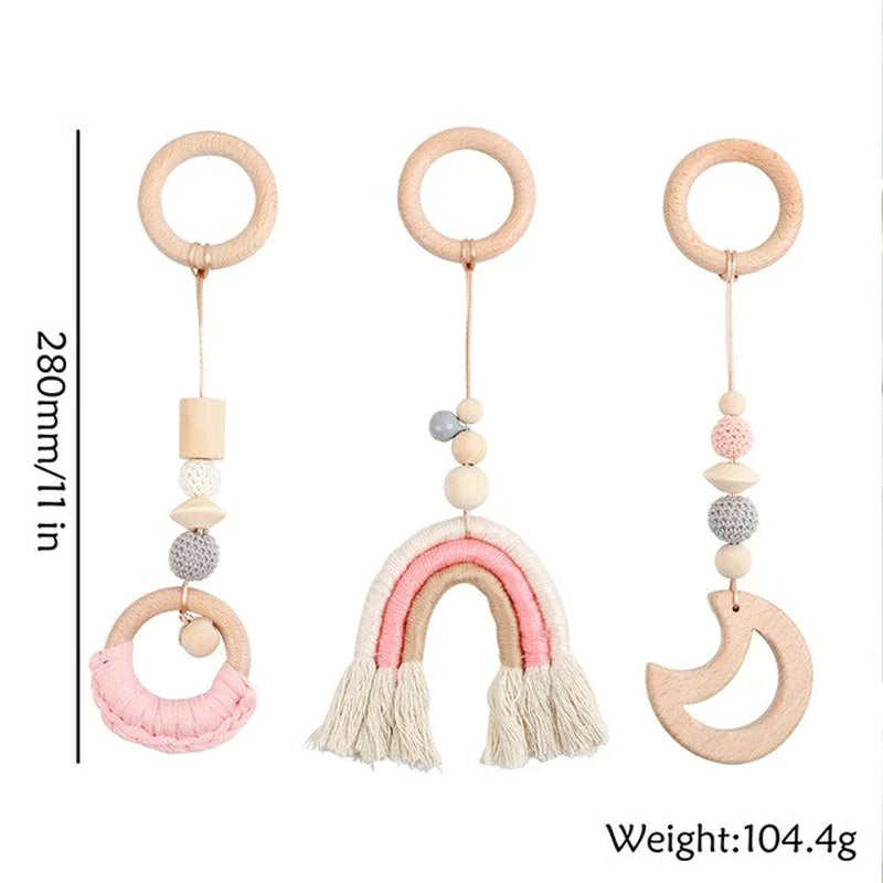 Deluxe Wooden Baby Play Gym Set with Rattle Toys - Perfect for Newborns and Nursery Decor