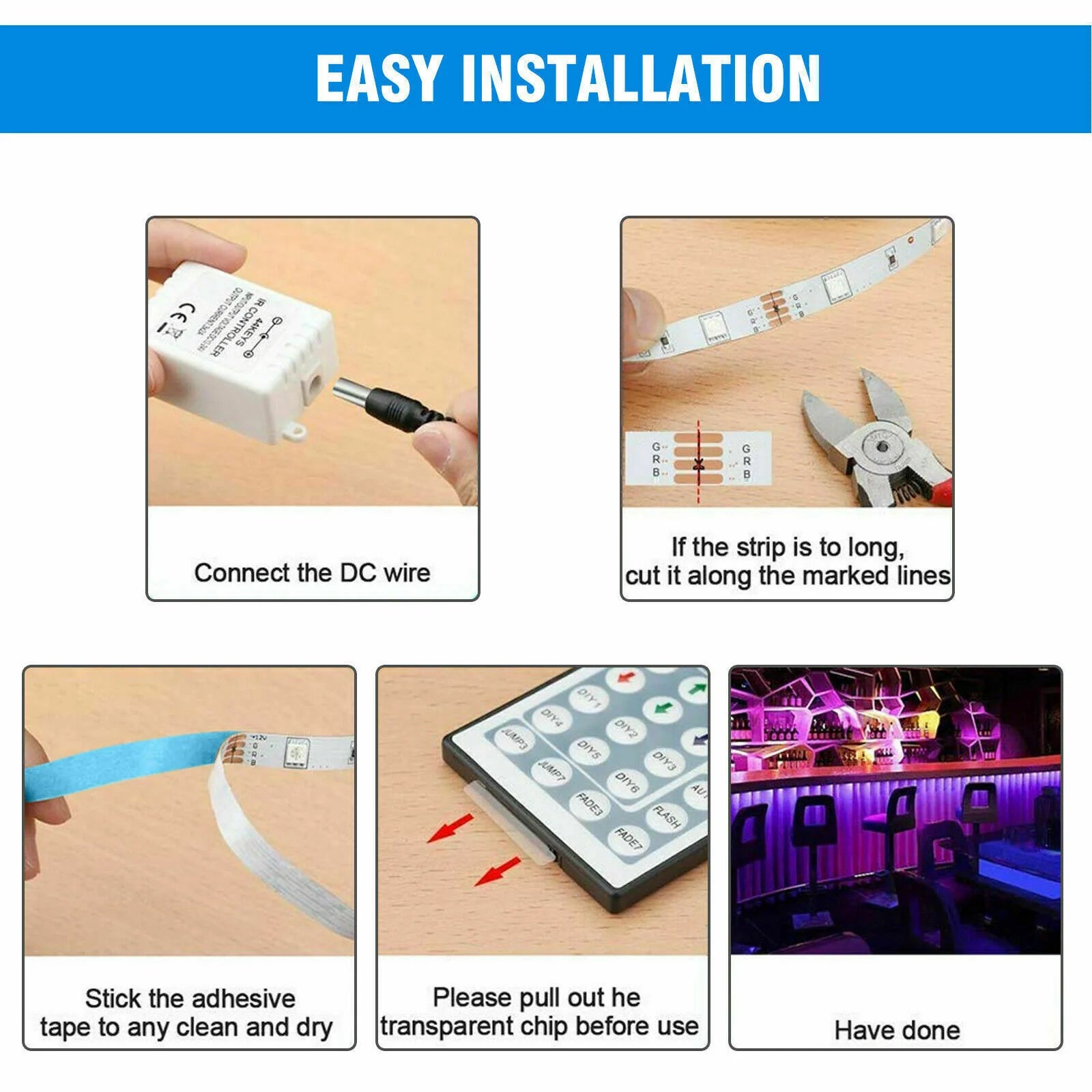 Vibrant 32FT RGB LED Strip Lights with 44-Key Remote - Waterproof & Flexible for Indoor/Outdoor Ambiance