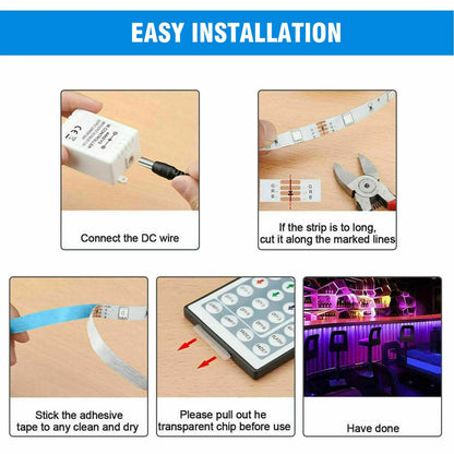 Vibrant 32FT RGB LED Strip Lights with 44-Key Remote - Waterproof & Flexible for Indoor/Outdoor Ambiance
