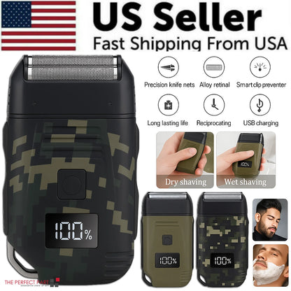Ultimate Men's USB Rechargeable Electric Shaver - Dual Foil Blades, LED Display, IPX6 Waterproof, Perfect for Wet/Dry Use & Travel Lock