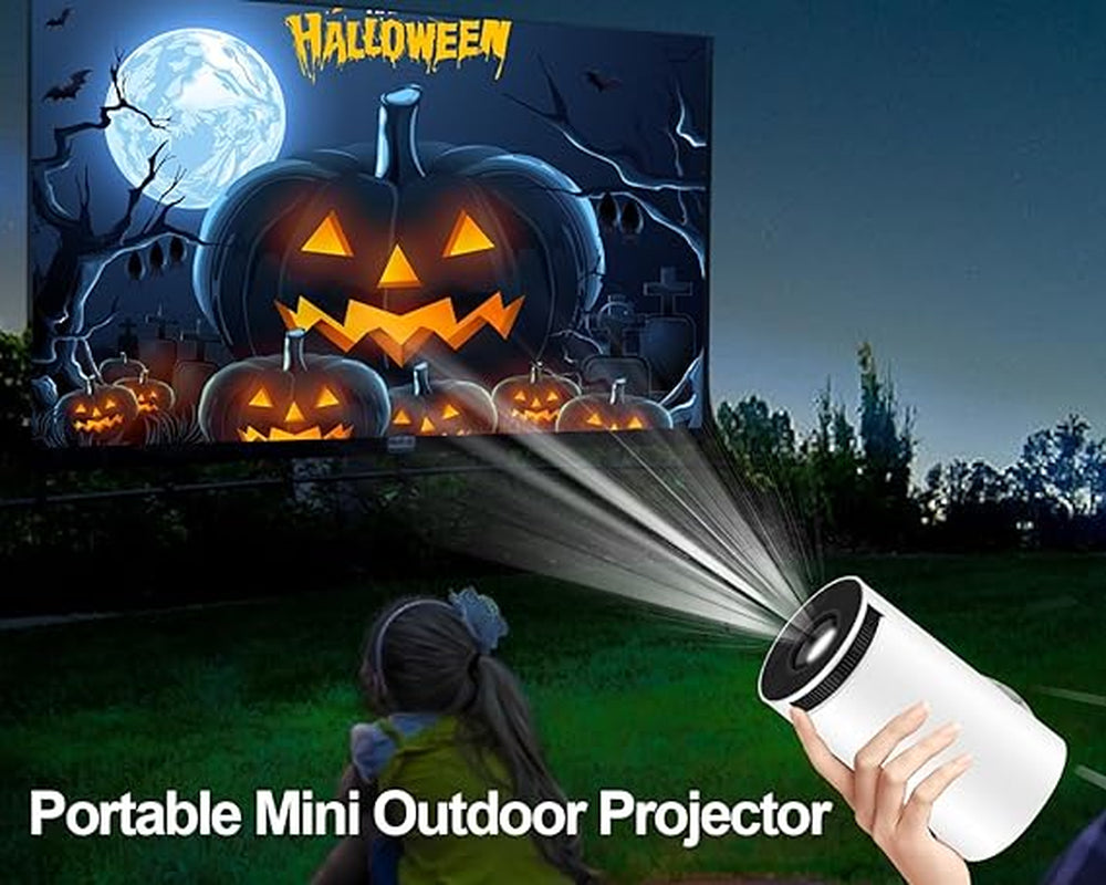 Compact Home Theater Mini Projector - Compatible with Phones, Laptops & Streaming Devices - Perfect for Indoor & Outdoor Use - Sleek White Design