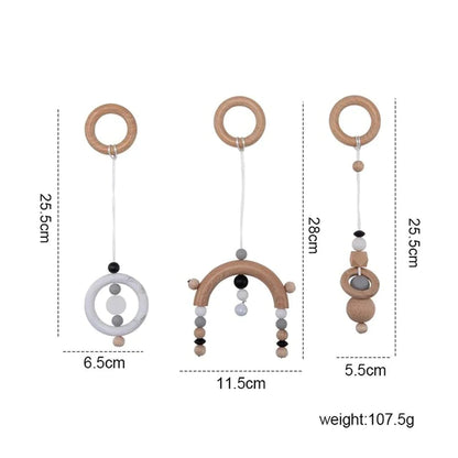 Deluxe Wooden Baby Play Gym Set with Rattle Toys - Perfect for Newborns and Nursery Decor