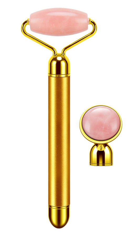 2-in-1 Electric Rose Quartz & Jade Facial Roller Massager — Glowing Skin, Eye Revitalizer & Anti-Fatigue Beauty Tool for Women & Men