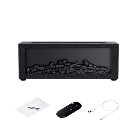 Flame Aroma Diffuser Humidifier with Remote – 150ML Fireplace Mist Essential Oil Diffuser for Home, Bedroom & Office – 7 Color LED Mood Light, Timer & Auto Shut-Off (Black/White)