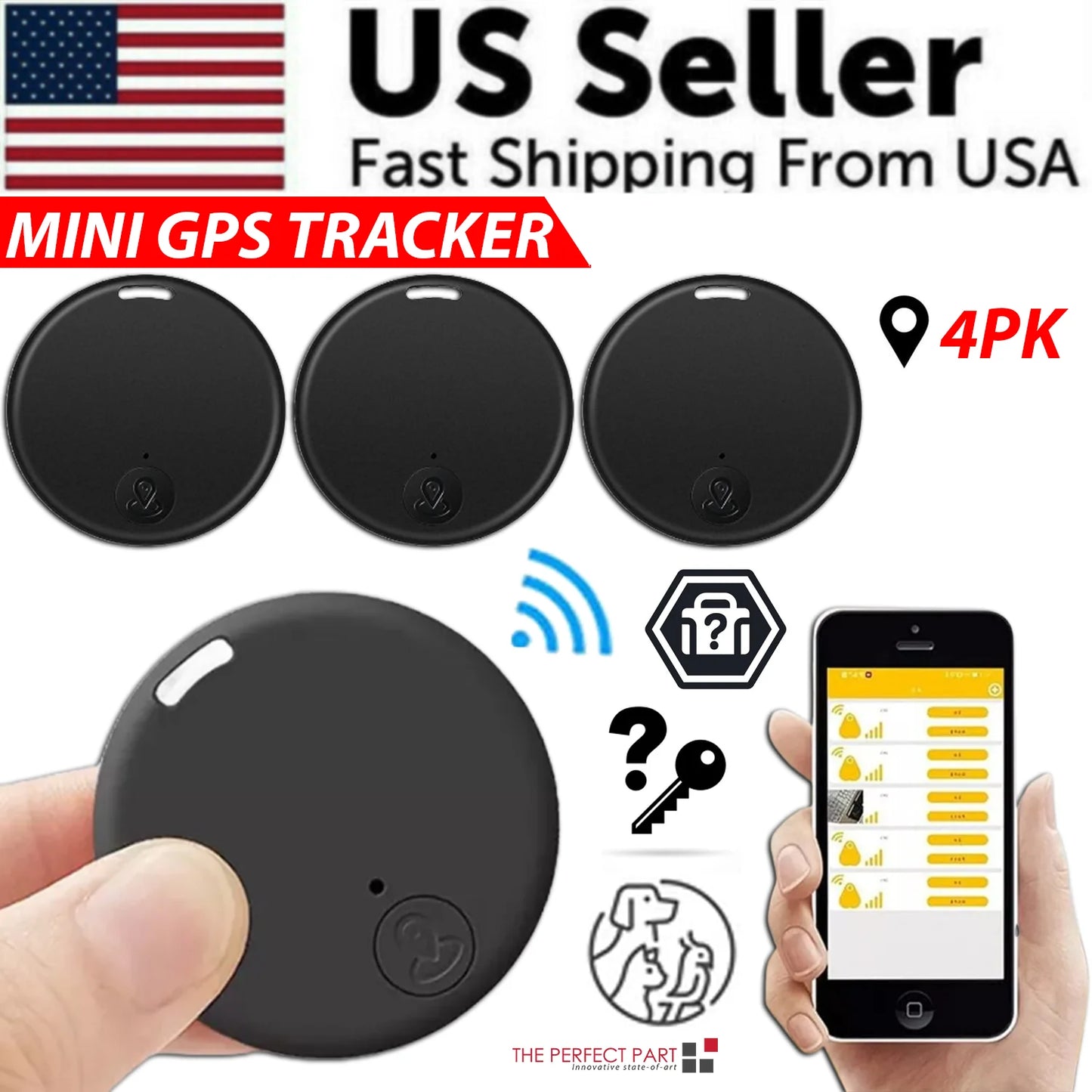 Bluetooth Mini Key Finder Tracker Tag with App Control - Compact Item Locator for Keys Wallets Bags and Pets with Separation Alerts and Two-Way Find