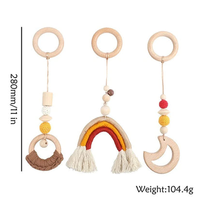 Deluxe Wooden Baby Play Gym Set with Rattle Toys - Perfect for Newborns and Nursery Decor