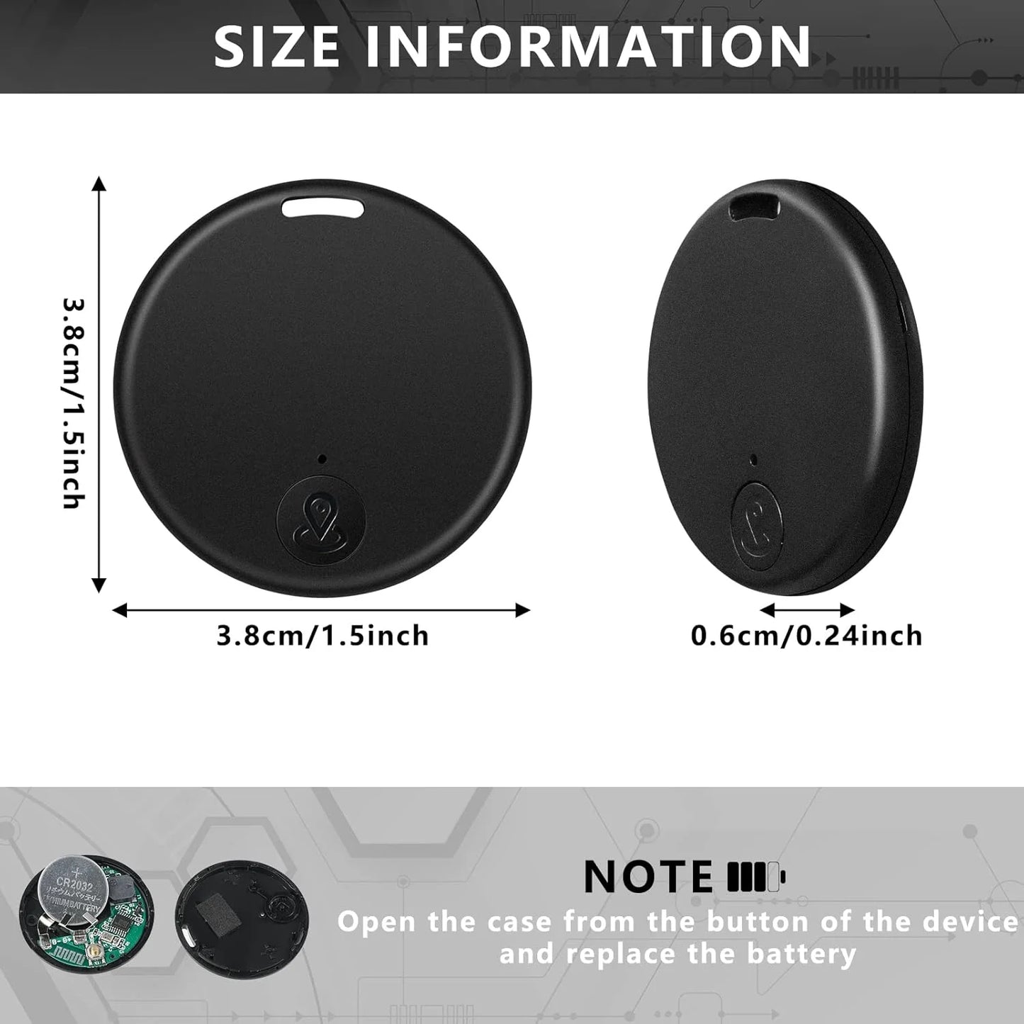 Bluetooth Mini Key Finder Tracker Tag with App Control - Compact Item Locator for Keys Wallets Bags and Pets with Separation Alerts and Two-Way Find