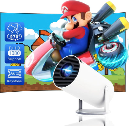 Compact Home Theater Mini Projector - Compatible with Phones, Laptops & Streaming Devices - Perfect for Indoor & Outdoor Use - Sleek White Design