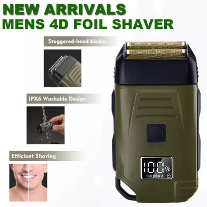 Ultimate Men's USB Rechargeable Electric Shaver - Dual Foil Blades, LED Display, IPX6 Waterproof, Perfect for Wet/Dry Use & Travel Lock
