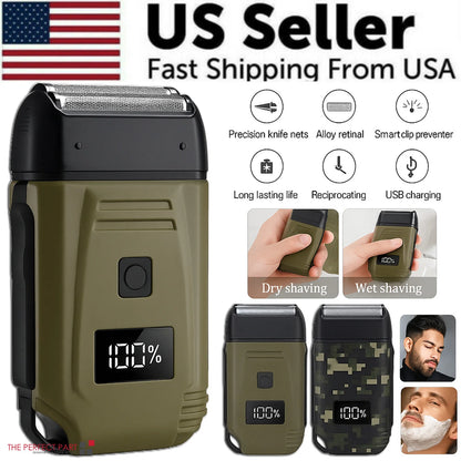 Ultimate Men's USB Rechargeable Electric Shaver - Dual Foil Blades, LED Display, IPX6 Waterproof, Perfect for Wet/Dry Use & Travel Lock