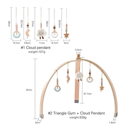 Deluxe Wooden Baby Play Gym Set with Rattle Toys - Perfect for Newborns and Nursery Decor