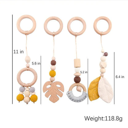 Deluxe Wooden Baby Play Gym Set with Rattle Toys - Perfect for Newborns and Nursery Decor