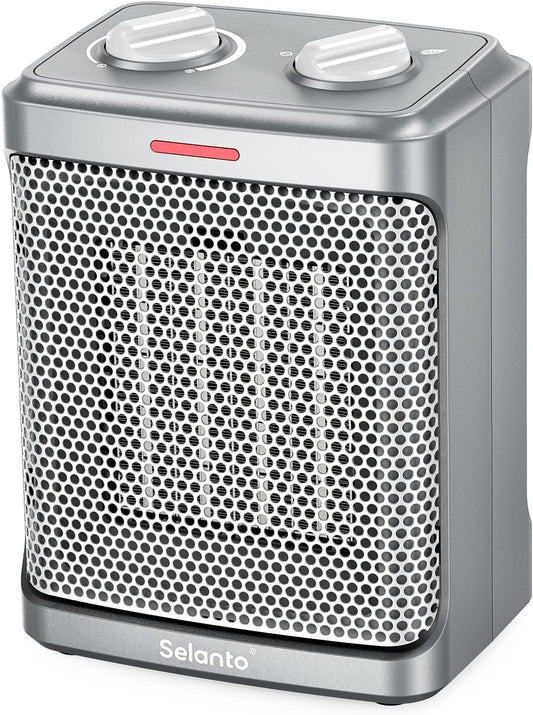 1500W Ceramic Portable Electric Space Heater with 4 Modes & Safety Protection – Fast Quiet Indoor Desk Heater for Office, Bedroom & Small Rooms (Grey)