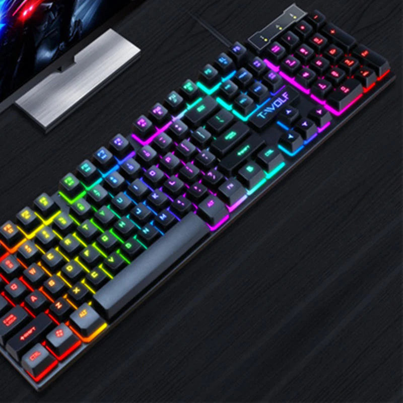 RGB Mechanical Feel USB Wired Gaming Keyboard - Full Size with Floating Keycap Design