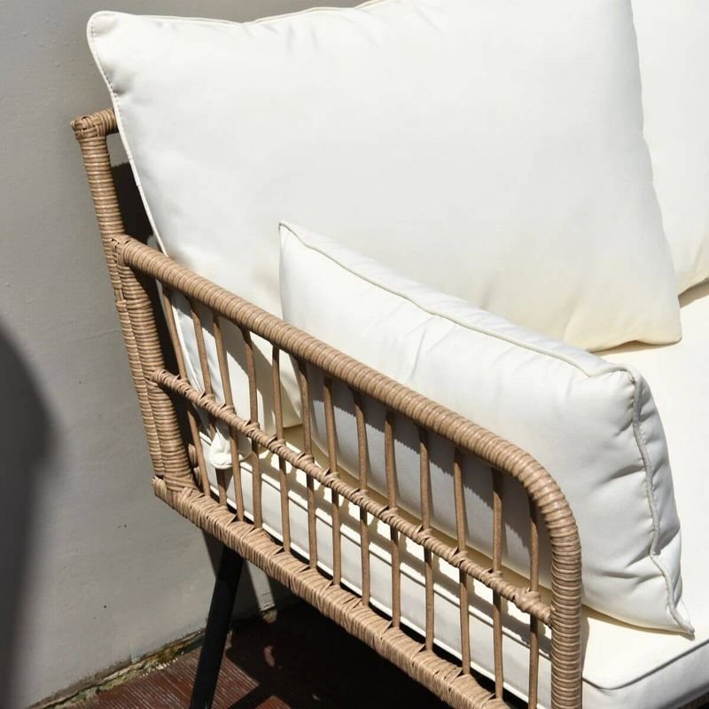 3cd4c2883bcdbd04417b33ef97a651e1.jpg-full Transform your outdoor space with our 4-Piece Patio Furniture Set, designed for both style and comfort. This sectional sofa features thick, 2.8-inch memory foam cushions that offer cloud-like comfort, making it perfect for relaxation and entertainment. Built with durable materials, including weather-resistant polyester fabric and PE rattan, it’s ideal for year-round use. The detachable lounger allows for versatile configurations, making it suitable for patios, gardens, porches, and even indoor spaces. Easy to assemble and supports up to 794 lbs, this set is the perfect way to create a cozy, inviting retreat in your home.