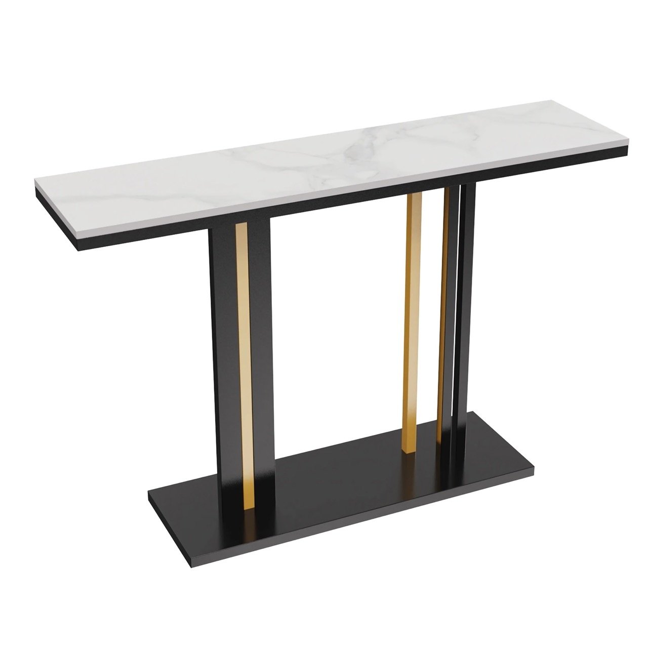 6af22aa3b0dcac24f713d57d1ab3f90f.jpeg-full Enhance your space with the Contemporary Console Table featuring a sleek stone top and pedestal metal base. This stunning piece blends Nordic simplicity with modern luxury, making it the perfect addition to any hallway, entryway, or living room. The durable sintered stone top is resistant to scratches and high temperatures, while the anti-rust metal base ensures stability and longevity. With ample surface space for decor, lamps, or plants, it’s both a practical and stylish focal point. Easy to assemble and maintain, this table effortlessly combines elegance and functionality to elevate your home decor.