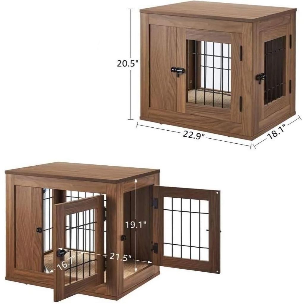 The Elegant Indoor Pet Crate is the perfect blend of style and functionality, offering a comfortable, secure space for your pet while enhancing your home décor. Designed for small dogs, cats, mini pigs, and rabbits, this versatile crate doubles as a chic side table, nightstand, or end table. Crafted with durable metal and engineered wood, it features ample ventilation, a soft cushion for comfort, and a convenient double-door design for easy access. Its wide top is perfect for decorative items, making it a stylish addition to any room. Ideal for living rooms or bedrooms, this pet crate saves space without compromising on comfort or aesthetics.