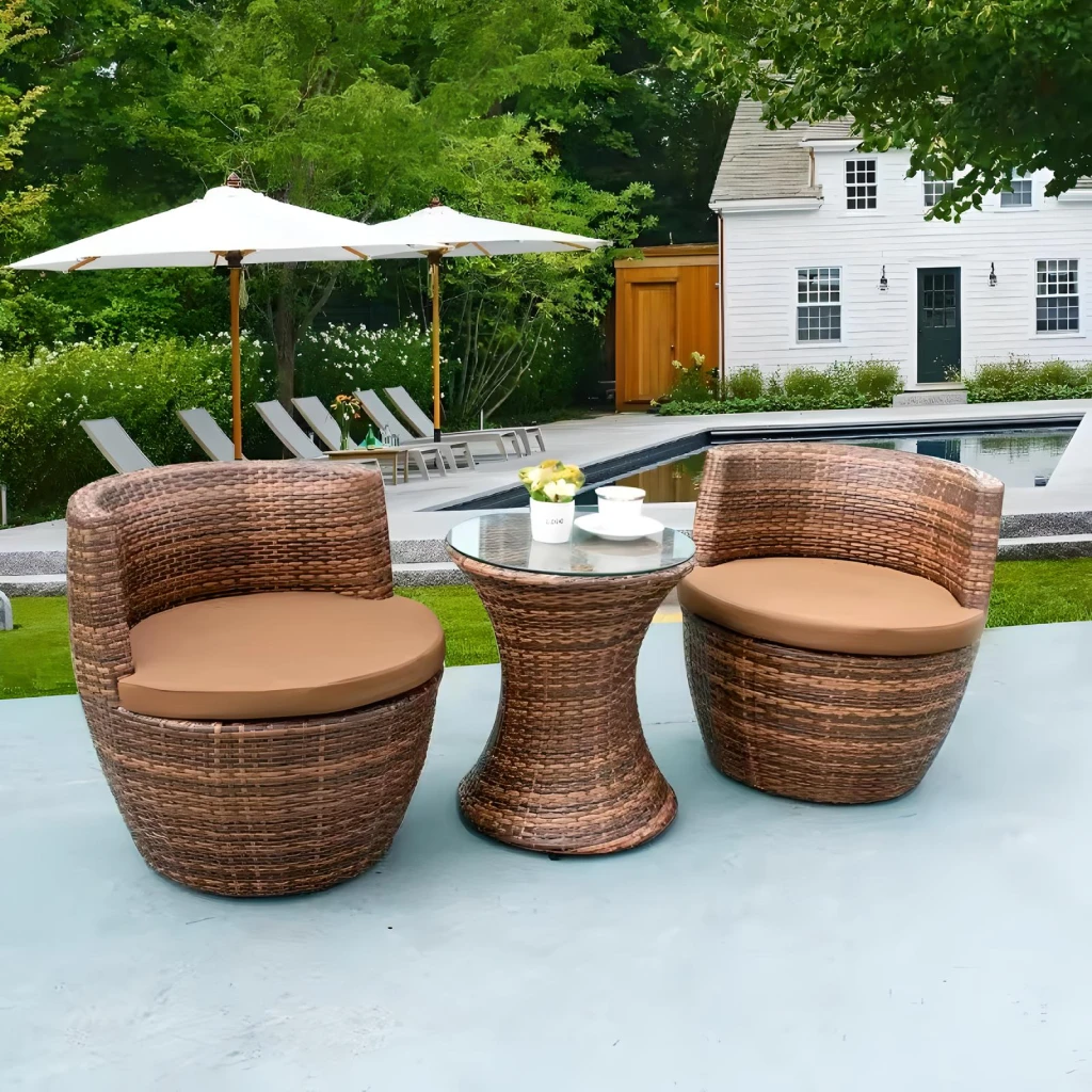 Elevate your outdoor space with the Modern Outdoor Rattan Patio Set. This stylish and durable furniture set, featuring a table and chairs, is crafted from high-quality rattan and wicker, ensuring both comfort and long-lasting performance. Weather-resistant and UV-protected, it's perfect for gardens, patios, or balconies, offering a modern minimalist design that seamlessly complements any decor. Ideal for relaxing afternoons, morning coffee, or entertaining guests, this set combines elegance and practicality to enhance your outdoor living experience.