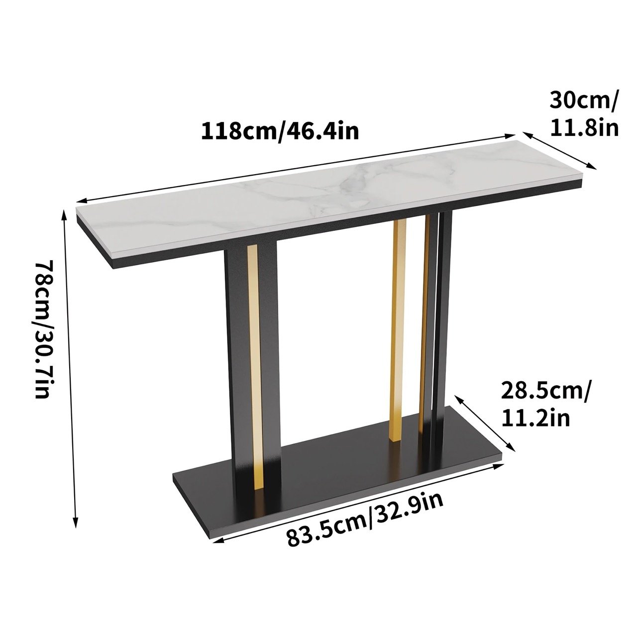 Enhance your space with the Contemporary Console Table featuring a sleek stone top and pedestal metal base. This stunning piece blends Nordic simplicity with modern luxury, making it the perfect addition to any hallway, entryway, or living room. The durable sintered stone top is resistant to scratches and high temperatures, while the anti-rust metal base ensures stability and longevity. With ample surface space for decor, lamps, or plants, it’s both a practical and stylish focal point. Easy to assemble and maintain, this table effortlessly combines elegance and functionality to elevate your home decor.
