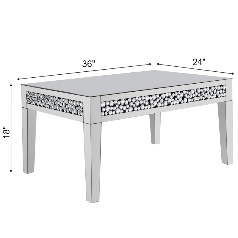 Elevate your space with the Luxury Rectangular Mirror Coffee Table, a stunning blend of modern sophistication and minimalist design. Crafted with high-quality silver mirror glass and adorned with crystal diamond inlays, this table reflects light, brightening any room while adding a touch of glamour. Its durable MDF frame ensures longevity, and the easy assembly process makes it a hassle-free addition to your home or office. Perfect for modern interiors, this table combines functionality with luxurious style, making it an ideal centerpiece for any living room, office, or boutique.