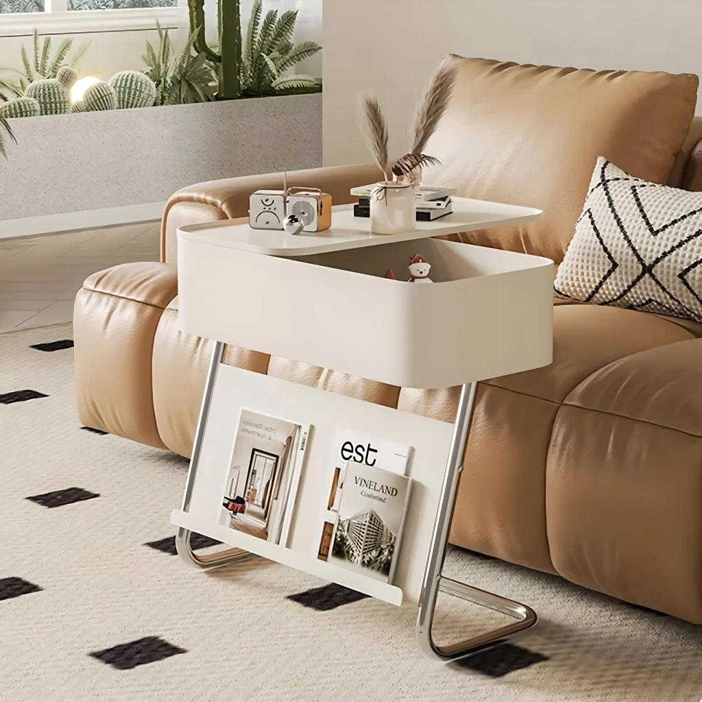 5828c34e5d15b9d2237d1cf371159f46 Elevate your living space with the Cart Sofa Side Table, a perfect blend of modern design and practical functionality. Featuring a sleek oval shape, sturdy metal construction, and a removable storage cabinet, this table helps keep your essentials organized while enhancing your decor. The built-in rollers make it easy to move and adjust, offering versatility as a sofa side table, tea table, or bedside companion. With its sophisticated charm and convenience, this table is an ideal addition to any contemporary home.