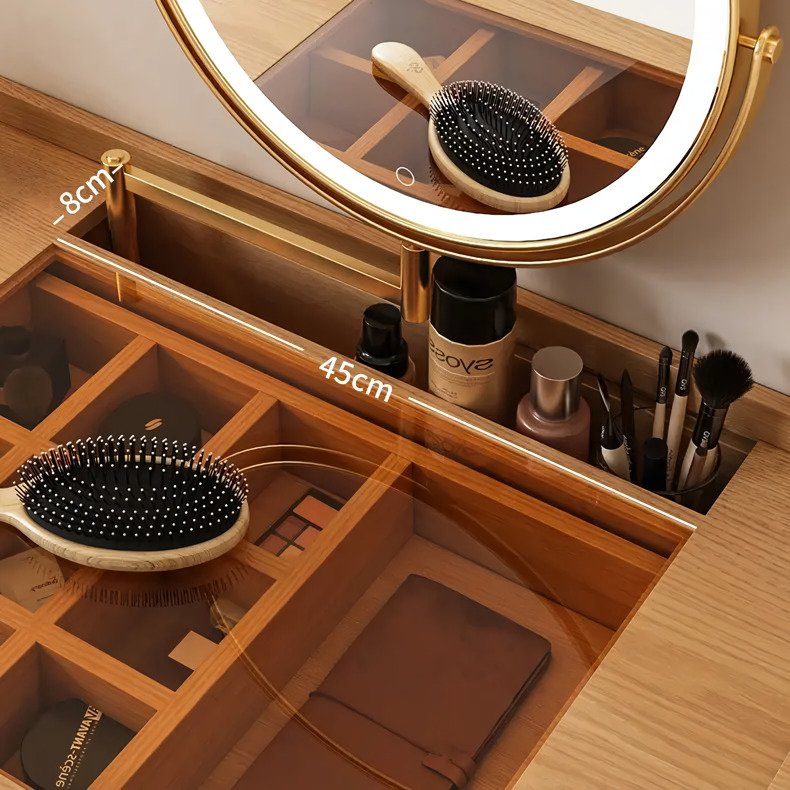 783e9918cf79a155800a5d204f60617139d9d292-s1-n2-y2.jpg-full Introducing the Modern Minimalist Wood Vanity Dressing Table, the perfect combination of luxury, style, and functionality for contemporary homes. Designed with sleek wooden construction and a minimalist aesthetic, this vanity adds a touch of sophistication to any bedroom or hotel room. With its spacious 100x50x78cm dimensions, integrated mirror, and easy assembly, it offers both ample storage and an elevated getting-ready experience. Ideal for those who value both beauty and practicality, this vanity table enhances your space while keeping your beauty essentials organized and accessible.