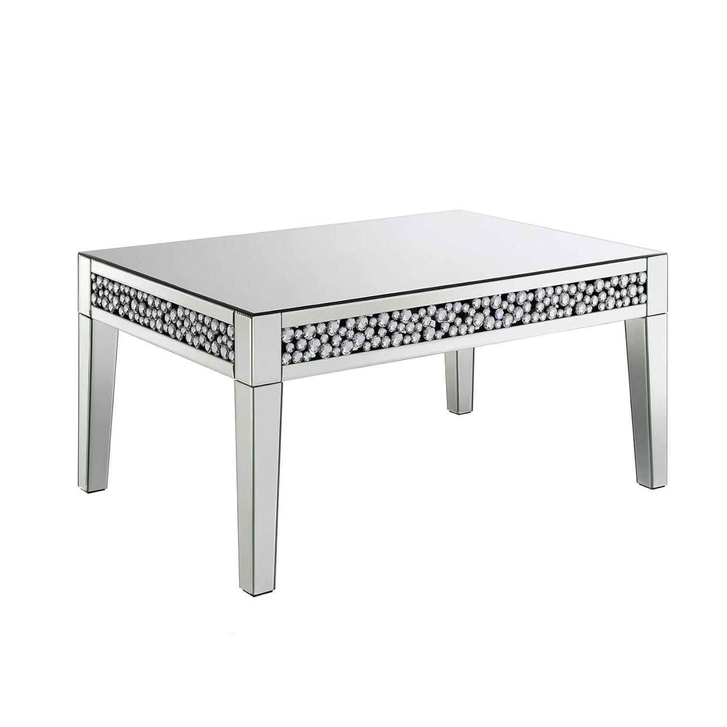 Elevate your space with the Luxury Rectangular Mirror Coffee Table, a stunning blend of modern sophistication and minimalist design. Crafted with high-quality silver mirror glass and adorned with crystal diamond inlays, this table reflects light, brightening any room while adding a touch of glamour. Its durable MDF frame ensures longevity, and the easy assembly process makes it a hassle-free addition to your home or office. Perfect for modern interiors, this table combines functionality with luxurious style, making it an ideal centerpiece for any living room, office, or boutique.