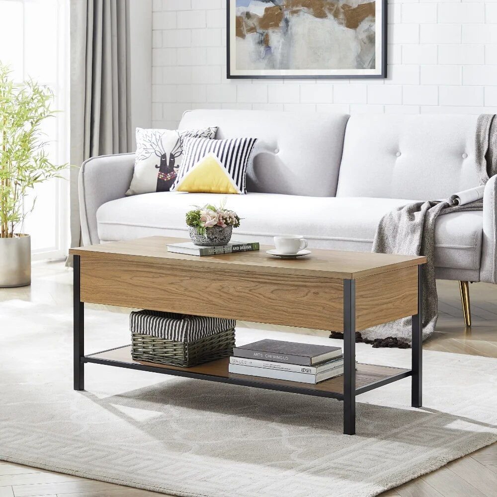 a877f9a34f200939b9d531973cc9866d.jpg-full Transform your living room with the Mainstays Lift Top Coffee Table in a sleek Canyon Walnut finish. This stylish coffee table not only adds a modern touch to your home but also offers exceptional functionality with its adjustable lift top. Perfect for working, dining, or relaxing, it provides versatile use at the perfect height. Ample storage beneath the tabletop keeps your essentials organized, reducing clutter while maintaining a clean, tidy space. Crafted with durable materials and featuring a solid metal leg structure, this table is built to last. Its compact size makes it ideal for small spaces, offering a blend of modern elegance and practical design.