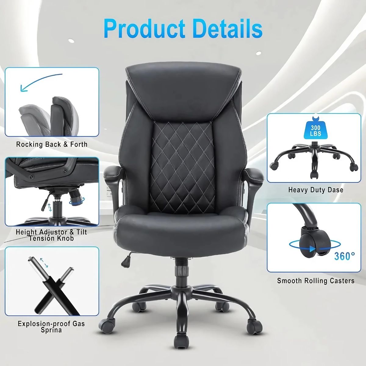 Experience exceptional comfort and support with our Big and Tall Ergonomic Office Chair, designed to accommodate a variety of body types. Perfect for long workdays or gaming marathons, this chair features a height-adjustable padded seat, customizable tilt controls, and supportive armrests for all-day comfort. With a durable metal base, smooth-rolling casters, and a weight capacity of 275 pounds, it's built for reliability and mobility. Ideal for home offices or gaming setups, this chair ensures comfort, productivity, and support every time you sit down.