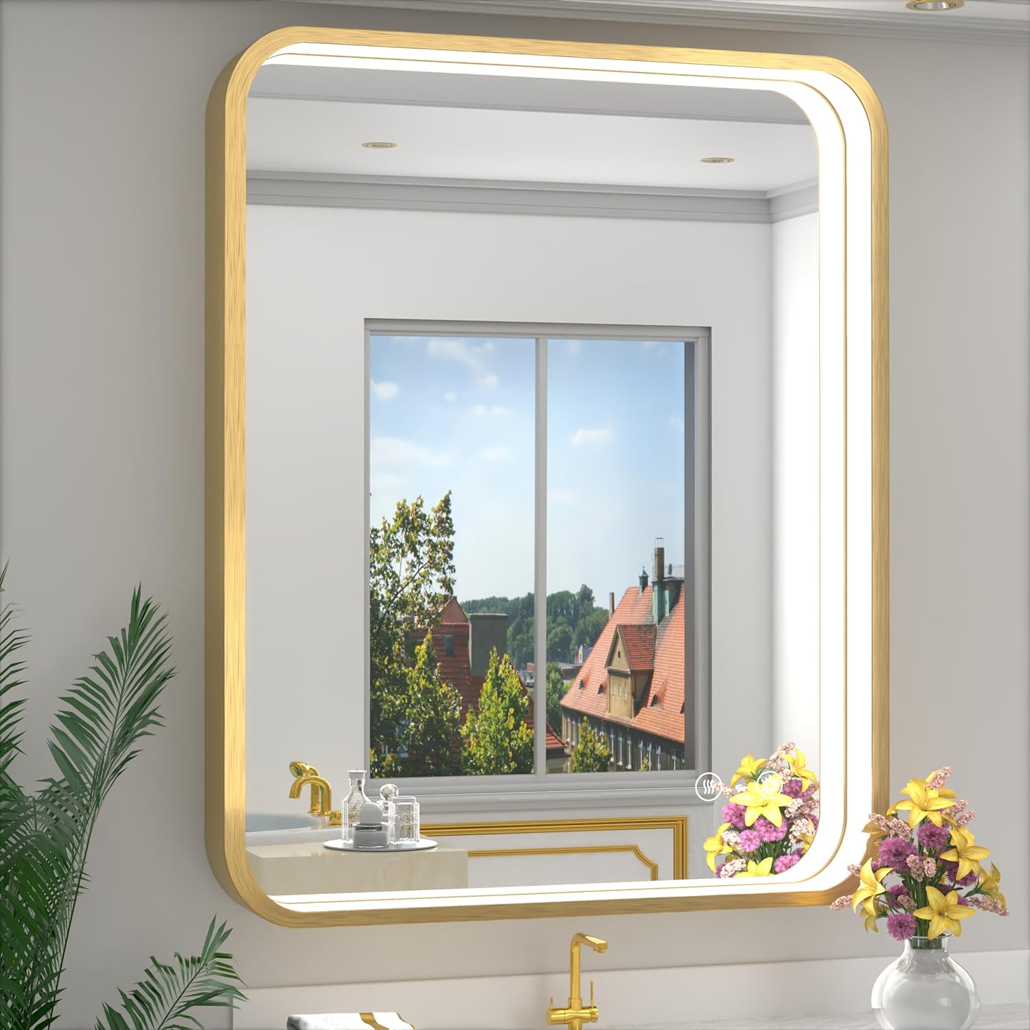Elevate your bathroom with the Black Metal Frame LED Bathroom Mirror, designed to blend elegance with practicality. This wall-mounted mirror features dimmable lighting, an anti-fog function, and a sleek black metal frame for a modern, luxurious look. The adjustable brightness ensures perfect lighting for makeup, shaving, or grooming, while the eco-friendly, shatterproof glass and IP54 waterproof rating make it safe and durable for everyday use. With easy installation and energy-efficient features, this mirror is the perfect addition to any bathroom.