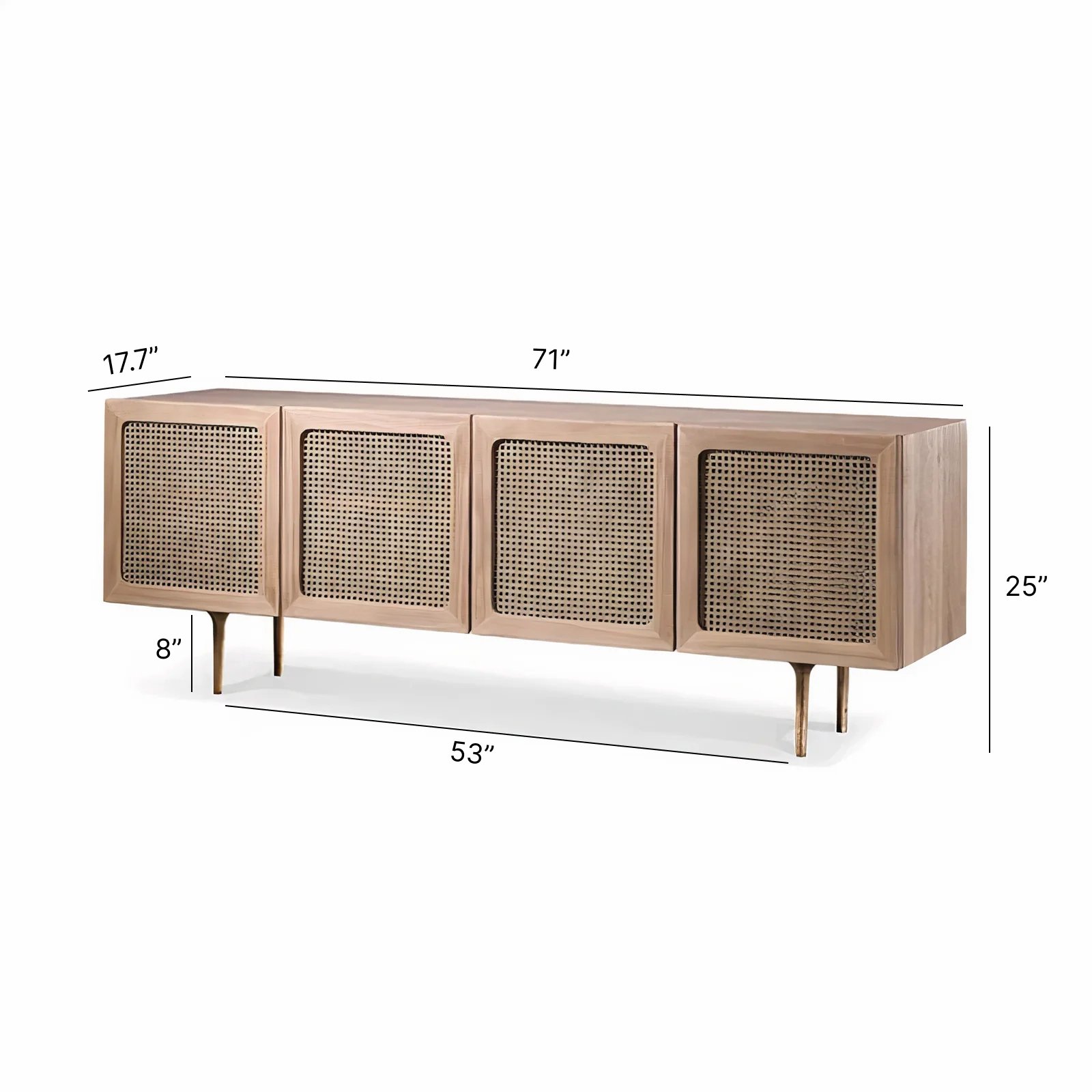 Introducing the Scandinavian Modern Rattan TV Cabinet—a perfect fusion of style and functionality. Crafted from solid wood with chic rattan detailing, this TV cabinet brings timeless Scandinavian design into your living room. Offering ample storage for media and accessories, its clean lines and natural wood finish create a warm, inviting ambiance. Easy to install and built for durability, this cabinet elevates any modern or minimalist space. Order today and add a touch of elegance and practicality to your home.