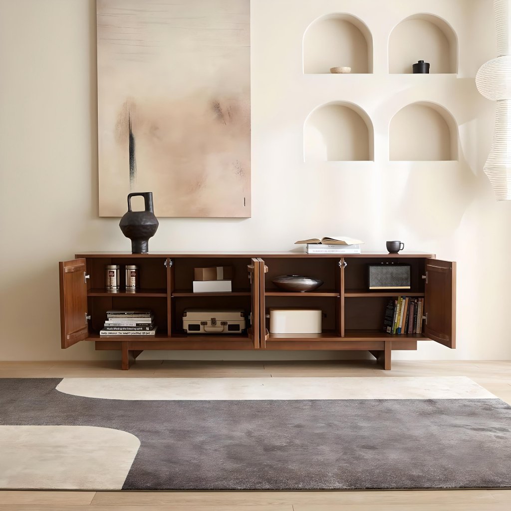 scandinavian-style-retro-wooden-tv-stand-05.jpg-full Transform your living space with the Scandinavian-Style Retro Wooden TV Stand, where timeless retro design meets modern functionality. This sleek, minimalist TV stand is crafted from high-quality MDF panels for durability, providing ample storage for media devices, books, and décor. Its efficient storage and easy installation make it both practical and stylish, perfect for any living room or entertainment area. Add a sophisticated touch to your home while staying organized—order yours today and elevate your entertainment experience!