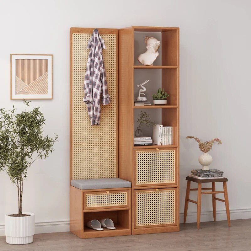 119aabe99033f390f6573e4278e47e84.jpg-full Elevate Your Space with the Modern Minimalist Wood Rattan Shoe Cabinet. This stylish piece combines sleek, contemporary design with practical functionality. Crafted from solid wood and rattan, it serves as both a shoe rack and a chic room divider, adding a touch of modern Moroccan elegance to your home. With easy assembly, durable construction, and ample storage, it keeps your shoes neatly organized while maximizing space. Ideal for living rooms, hallways, or bedrooms, this cabinet is the perfect blend of beauty and utility. Transform your home today with this versatile and stylish storage solution!