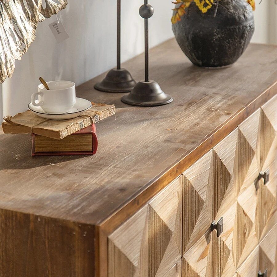 2eba21f399509a54ca16eb8aa3e57e51.jpg-full Introducing our Elegant Vintage Solid Wood Stand—a perfect blend of minimalist modern design and classic retro charm. Crafted from premium pine and fir woods, this versatile stand features a sleek 150x41x80cm frame with four spacious drawers for organized storage. Its solid veneer finish with relief technique adds sophistication, making it a timeless piece for any living room. Whether used as a TV stand, storage solution, or display unit, this stand seamlessly enhances any decor with its durable, stylish construction.