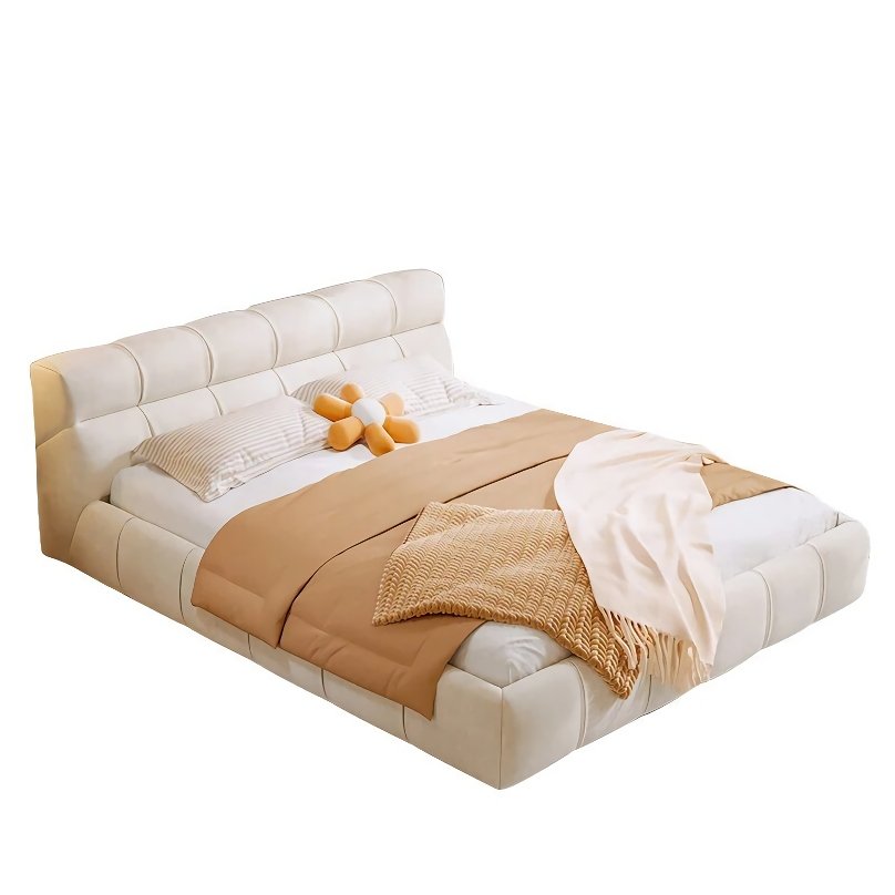 Luxurious Minimalist Upholstered Bed – A perfect blend of Italian luxury and minimalist design, this bed adds sophistication and comfort to any bedroom. Crafted with a durable oak frame and soft fabric upholstery, it offers both durability and a cozy, inviting appearance. The sleek, modern design is ideal for any room, making it a versatile choice for home or commercial spaces. Elevate your bedroom with this statement piece, offering both style and comfort. Order now and transform your bedroom into a sanctuary of relaxation. (Mattress and box spring not included.)