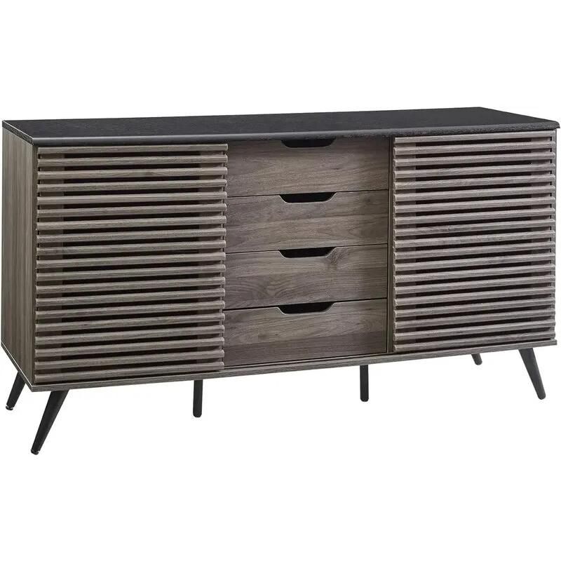 46682ed20a3cb74720675c5e0e313044 Introducing our Sophisticated Storage Cabinet—a perfect blend of style and functionality to elevate any room in your home. Crafted from high-grade MDF with durable laminate, this modern cabinet features five spacious drawers, two sliding slat doors, and adjustable shelves for versatile storage. Ideal as a TV stand for screens up to 65