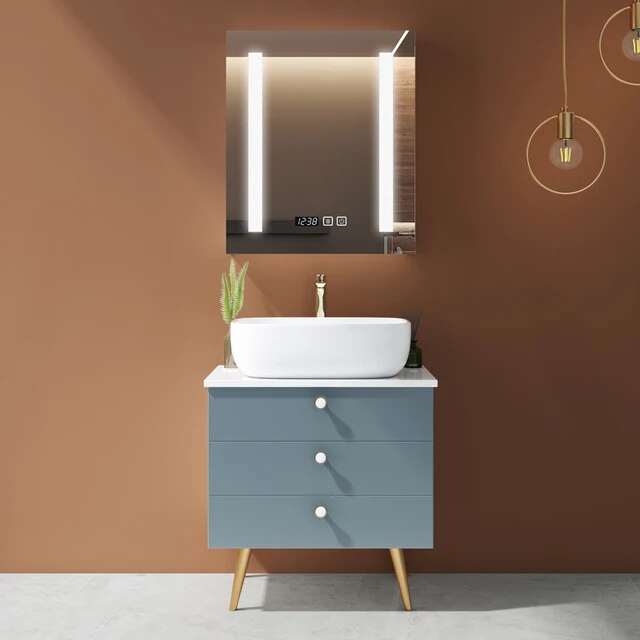 60-1 Elevate your bathroom with our Elegant Solid Wood Bathroom Vanity Set, a perfect blend of luxury and functionality. Crafted from durable solid wood, this sleek vanity features a modern design that complements any decor. The integrated basin and included mirror light enhance both style and practicality, providing perfect lighting for grooming. Ideal for both spacious and compact bathrooms, this vanity set is a timeless addition to your home, offering durability and sophistication for years to come. Transform your bathroom into a sanctuary of elegance today!