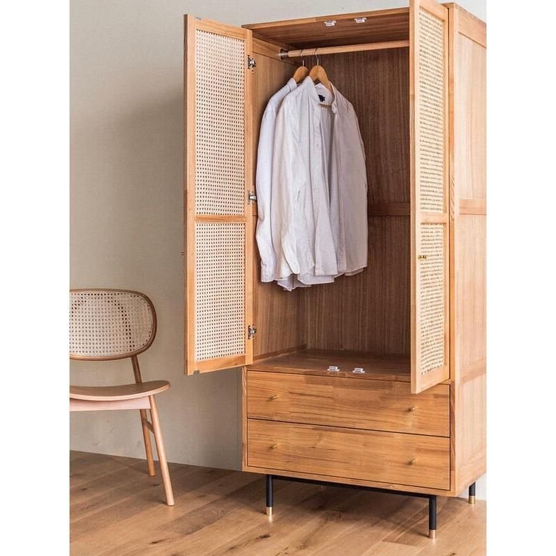 60a6fa17172563a7f5bf2be3f6ef319c.jpeg-full Introducing our Solid Wood Wardrobe, a perfect fusion of beauty and functionality. Crafted from premium oak wood and finished in a sophisticated log color, this wardrobe brings both durability and style to your bedroom. Inspired by Japanese design, it features a serene aesthetic with a two-door swing system for efficient storage. Its compact size (0.53m x 1.4m) makes it ideal for adult bedrooms, offering ample space without overwhelming the room. The wardrobe's unique dark green log color, paired with the natural oak grain, ensures it stands out as a timeless statement piece in your home.