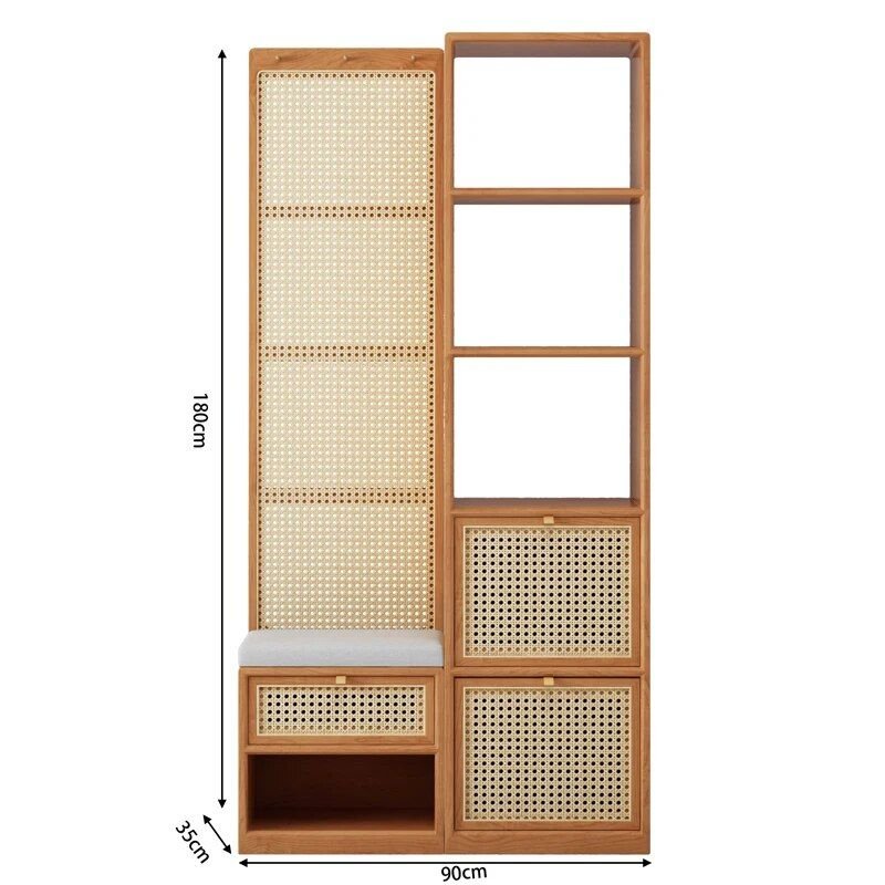 698f430c96af49a11664442f74e7af00.jpg-full Elevate Your Space with the Modern Minimalist Wood Rattan Shoe Cabinet. This stylish piece combines sleek, contemporary design with practical functionality. Crafted from solid wood and rattan, it serves as both a shoe rack and a chic room divider, adding a touch of modern Moroccan elegance to your home. With easy assembly, durable construction, and ample storage, it keeps your shoes neatly organized while maximizing space. Ideal for living rooms, hallways, or bedrooms, this cabinet is the perfect blend of beauty and utility. Transform your home today with this versatile and stylish storage solution!