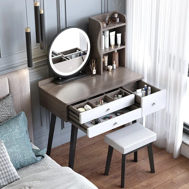 Introducing our Modern Elegant Dressing Table, designed to bring style and functionality to your bedroom or hotel suite. With its sleek white finish and modern design, this dressing table features a spacious mirror for easy makeup and hairstyling, along with a comfortable stool for a relaxing beauty routine. Ample storage drawers keep your makeup, jewelry, and essentials organized. Perfect for daily use or as a luxurious addition to any space, it offers both elegance and practicality. Elevate your dressing experience with this sophisticated piece today.