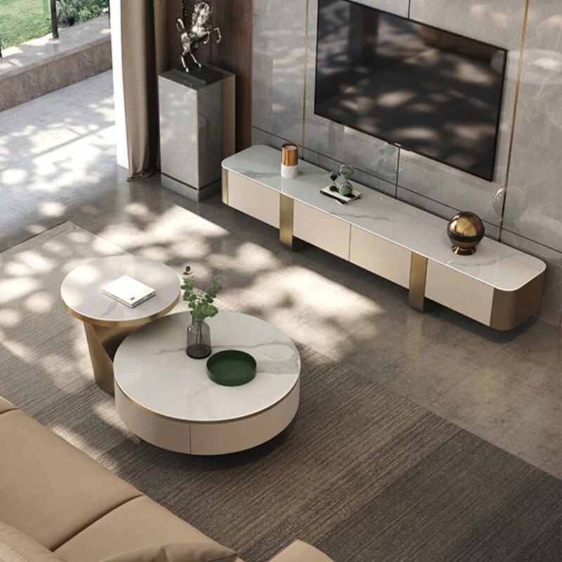 8f7acddd10c170083c3a3219044b7e2d.jpg-full Elevate your living space with our Modern Round Wooden Coffee Table, a perfect blend of style and functionality. Featuring a spacious surface and unique round design, this table adds a touch of contemporary elegance to any room. Crafted from high-quality wood, it offers durability and versatility, ideal for both casual gatherings and decorative displays. With its sturdy construction and timeless appeal, this coffee table is a must-have addition to modern homes.