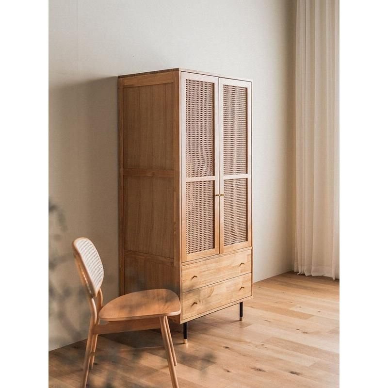 af980290a1eef378b82605602aa6dbe5.jpeg-full Introducing our Solid Wood Wardrobe, a perfect fusion of beauty and functionality. Crafted from premium oak wood and finished in a sophisticated log color, this wardrobe brings both durability and style to your bedroom. Inspired by Japanese design, it features a serene aesthetic with a two-door swing system for efficient storage. Its compact size (0.53m x 1.4m) makes it ideal for adult bedrooms, offering ample space without overwhelming the room. The wardrobe's unique dark green log color, paired with the natural oak grain, ensures it stands out as a timeless statement piece in your home.