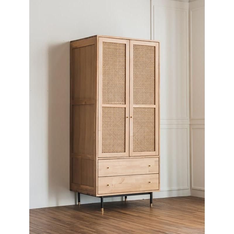 dbebb3d9f4fc7d93aadc4920b00f9dc1.jpeg-full Introducing our Solid Wood Wardrobe, a perfect fusion of beauty and functionality. Crafted from premium oak wood and finished in a sophisticated log color, this wardrobe brings both durability and style to your bedroom. Inspired by Japanese design, it features a serene aesthetic with a two-door swing system for efficient storage. Its compact size (0.53m x 1.4m) makes it ideal for adult bedrooms, offering ample space without overwhelming the room. The wardrobe's unique dark green log color, paired with the natural oak grain, ensures it stands out as a timeless statement piece in your home.